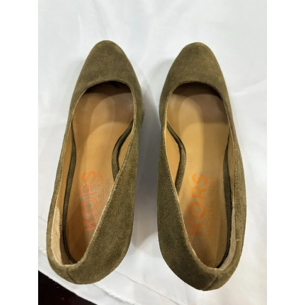 Michael Kors Womens Green Suede Leather Wedge Heels Size 6